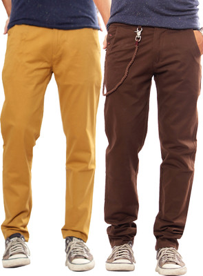 

Uber Urban Slim Fit Men's Brown, Yellow Trousers