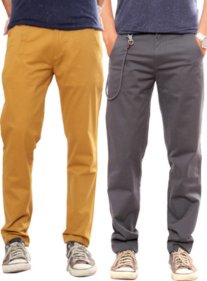 

Uber Urban Slim Fit Men's Grey, Yellow Trousers