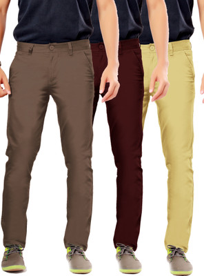 

Uber Urban Rocky Slim Fit Men's Brown, Maroon, Beige Trousers, Beige;brown;maroon