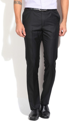 Arrow Slim Fit Men's Black Trousers, Pres