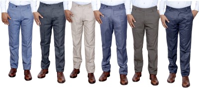 IndiWeaves Regular Fit Men Brown, Blue, Black, Grey, Cream Trousers