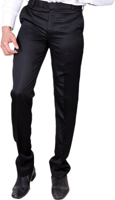 Villain Slim Fit Men Black Trousers