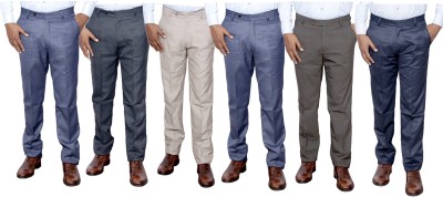 IndiWeaves Regular Fit Men Brown, Blue, Black, Grey, Cream Trousers