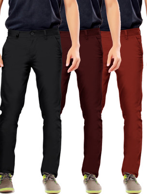 

Uber Urban Slim Fit Men's Black, Maroon, Red Trousers