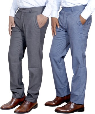 IndiWeaves Regular Fit Men Grey Trousers