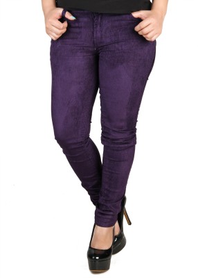 Fashion Cult Slim Fit Women Purple Trousers