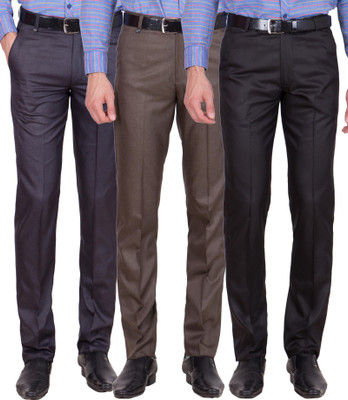 

Tiger Grid Slim Fit Men's Multicolor Trousers, Black;blue;brown