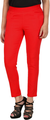 Charu Boutique Regular Fit Girls Red Trousers