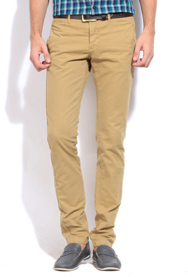 

Indian Terrain Skinny Fit Men's Brown Trousers, Ochre
