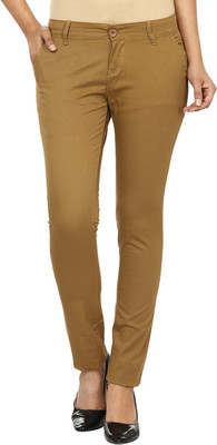 Fashion Cult Slim Fit Women Brown Trousers