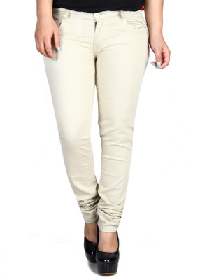 Fashion Cult Slim Fit Women Beige Trousers