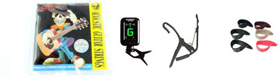 NASIR ALI combo_04 string+tuner+capo+thumbpicks Automatic Digital Tuner(Chromatic: Yes, Multicolor)