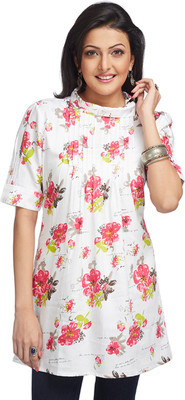 

Enah Printed Women's Tunic, White-pink