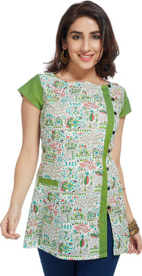 

Enah Printed Women's Tunic, White-green