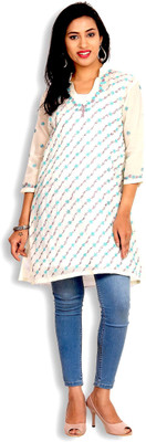 

Kasturi-B Swadeshi Karigari Embroidered Women's Tunic, Light blue