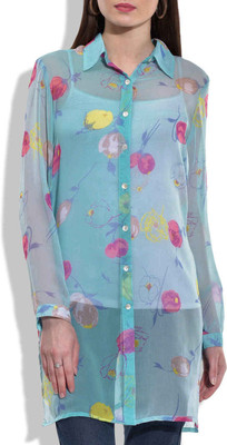 

Eves Pret A Porter Floral Print Women's Tunic, Turqblue