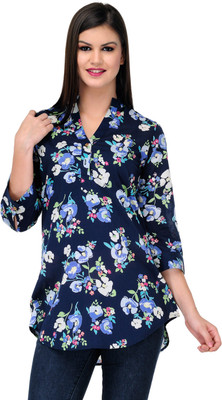 

Stilestreet Floral Print Women's Tunic, Dark blue