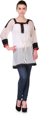 Shakumbhari Solid Women's Tunic, White
