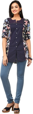 

Rene Floral Print Women's Tunic, Dark blue