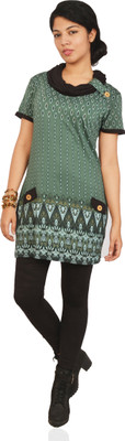 

IsaDora Geometric Print Women's Tunic, Army green - white print