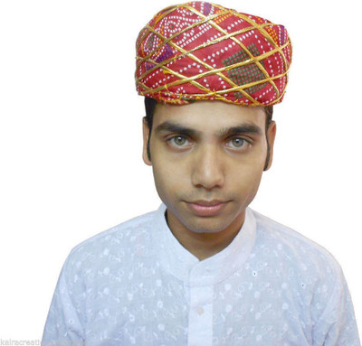 

Kalra Creations Self Design Pagri, Red