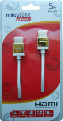 

mPower Slim HDMI Cable - 5' TV-out Cable(White, For BluRay, 1.524 m)