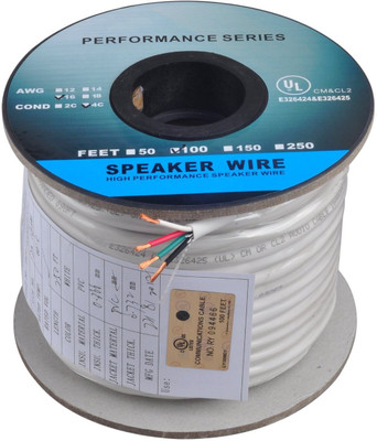 

C&E TV-out Cable 100 Feet 16AWG CL2 Rated 4-Conductor Loud Speaker Cable (For In-Wall Installation)