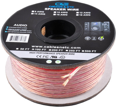

C&E TV-out Cable 100 Feet 12AWG Enhanced Loud Oxygen-Free Copper Speaker Wire Cable, CNE62270(Copper, For Home Theater, 30.48 m)