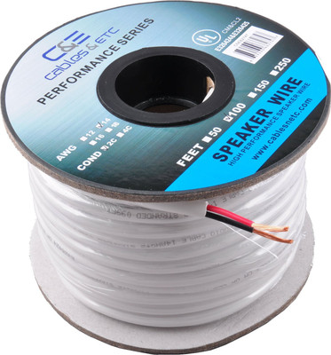 

C&E TV-out Cable 100 Feet 14AWG CL2 Rated 2-Conductor Loud Speaker Cable (For In-Wall Installation)(White, For Home Theater, 30.48 m)