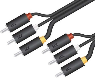 

MX TV-out Cable 3 Rca Plugs To 3 Rca Plugs Composite Cord - 1.5 Meter : 3381(Black, For Home Theater, 1.5 m)
