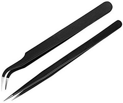 

PagKis Set of 2 black coated Stainless Steel Tweezers - Straight & Curved