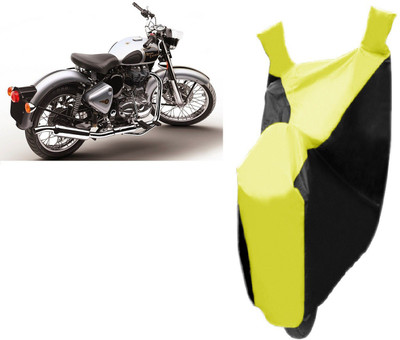 Javatech Two Wheeler Cover for Royal Enfield(Classic 500, Yellow, Black)