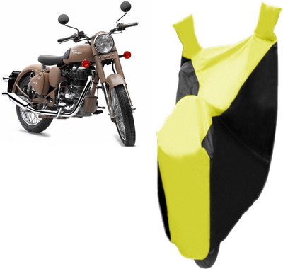 Autowheel Two Wheeler Cover for Royal Enfield(Classic 500, Black, Yellow)
