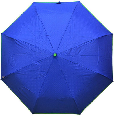 

Murano 3 Fold Solid Color with White dot Inside yellow green piping Designer Umbrella(Blue)