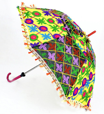 

Lal Haveli Womens Parasol Rajasthani Enbroidery Design Multicolor summer Umbrella(Multicolor)