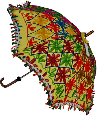

Lal Haveli Jaipuri Beautiful Designer One Fold Cotton Umbrella(Yellow)