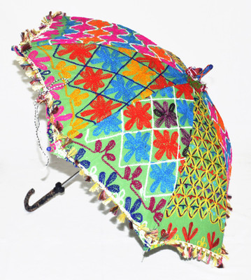 

Lal Haveli Handmade One Fold Cotton Parasol Ladies Fashionable Umbrella(Green)