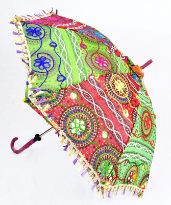 

Lal Haveli Womens Cotton Parasol Rajasthani Embroidery Design Fashionable Colorful Sun Umbrella(Multicolor)