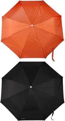 Bizarro Plain Combo-3-Fold Heavy Quality (Set of 2) Umbrella(Blue, Black)