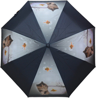 

Murano 3 Fold Auto Open RST Print Design Cat on Panel 400157_F Trendy Umbrella(Multicolor)