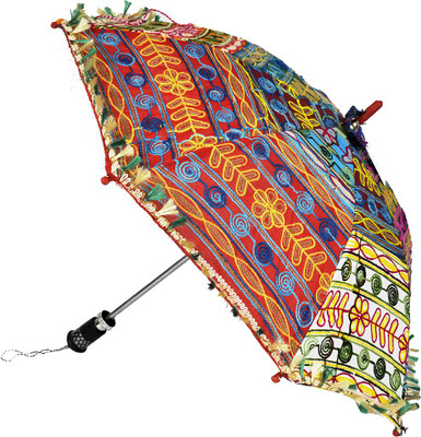 

Lal Haveli Jaipuri Hand Embroidery Work Cotton Single Fold Sun Umbrella(Multicolor)