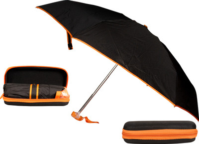 

Bs Spy 5 Foldd Portable Black With Orange Lining With Case Umbrella(Orange)