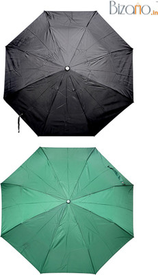 

Bizarro.in BIU-1133470-PK-BLK-FGN-Combo-Set of 2 Umbrella(Black, Green)