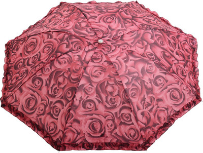 

Haneez Women's Folding Durable Lace Border Umbrella(Maroon)