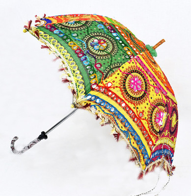 

Lal Haveli Rajasthani Handmade Cotton Foldable Ethnic Summer Umbrella(Multicolor)