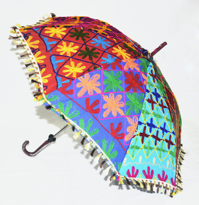 

Lal Haveli Embroidery Work Fashionable Parasol Womens Foldable Summer Umbrella(Multicolor)