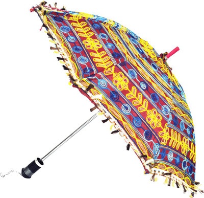 

Lal Haveli Womens Cotton Single Fold Sun Umbrella(Maroon)