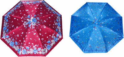 

life line services beautifully printed 3 fold with a water proff cover (pack of 2) Umbrella(Multicolor)