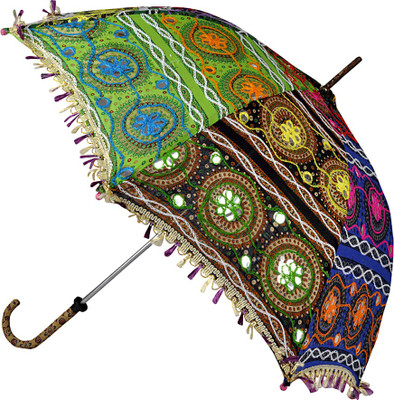 

Lal Haveli Decorative Embroidery Work Fashionable Summer Umbrella(Multicolor)