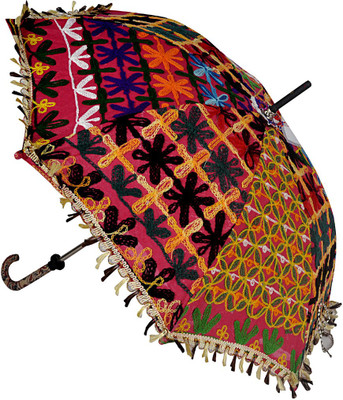 

Lal Haveli Handmade Designer Fashionable Cotton Single Fold Umbrella(Pink)